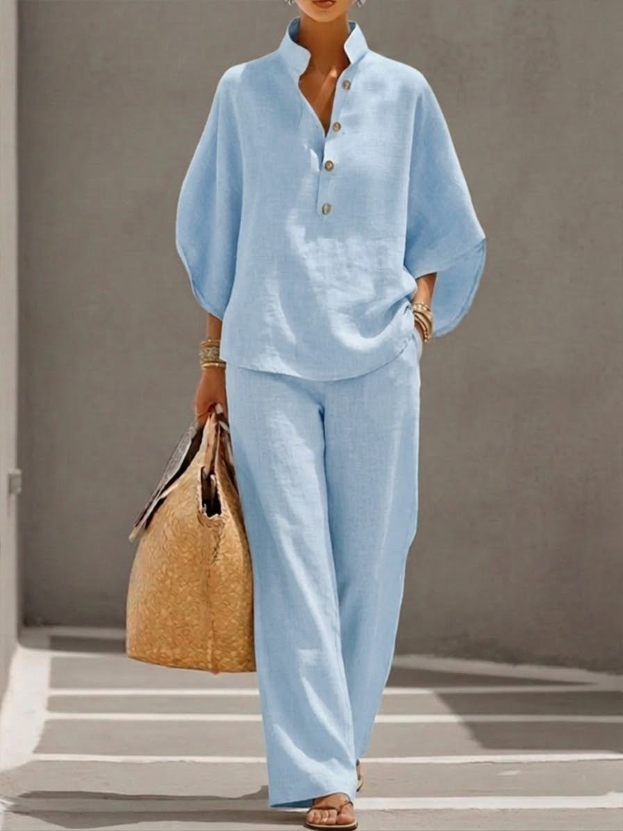 Ensemble printemps décontracté – chemise & pantalon large