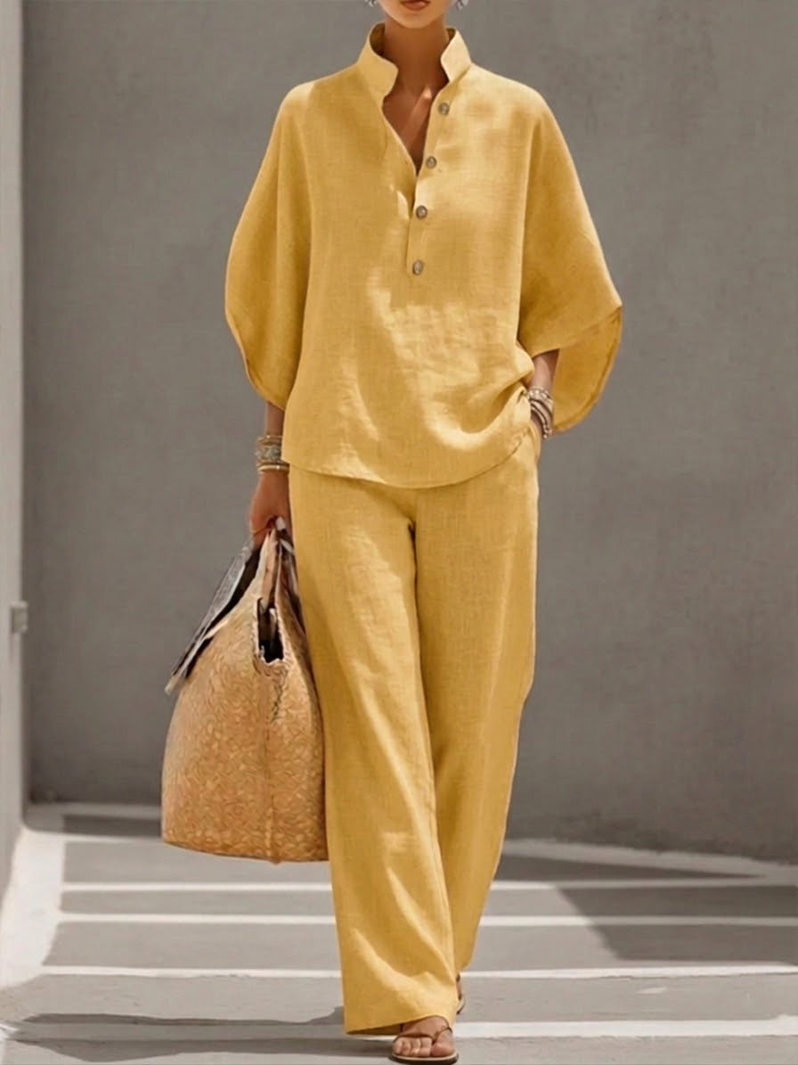 Ensemble printemps décontracté – chemise & pantalon large