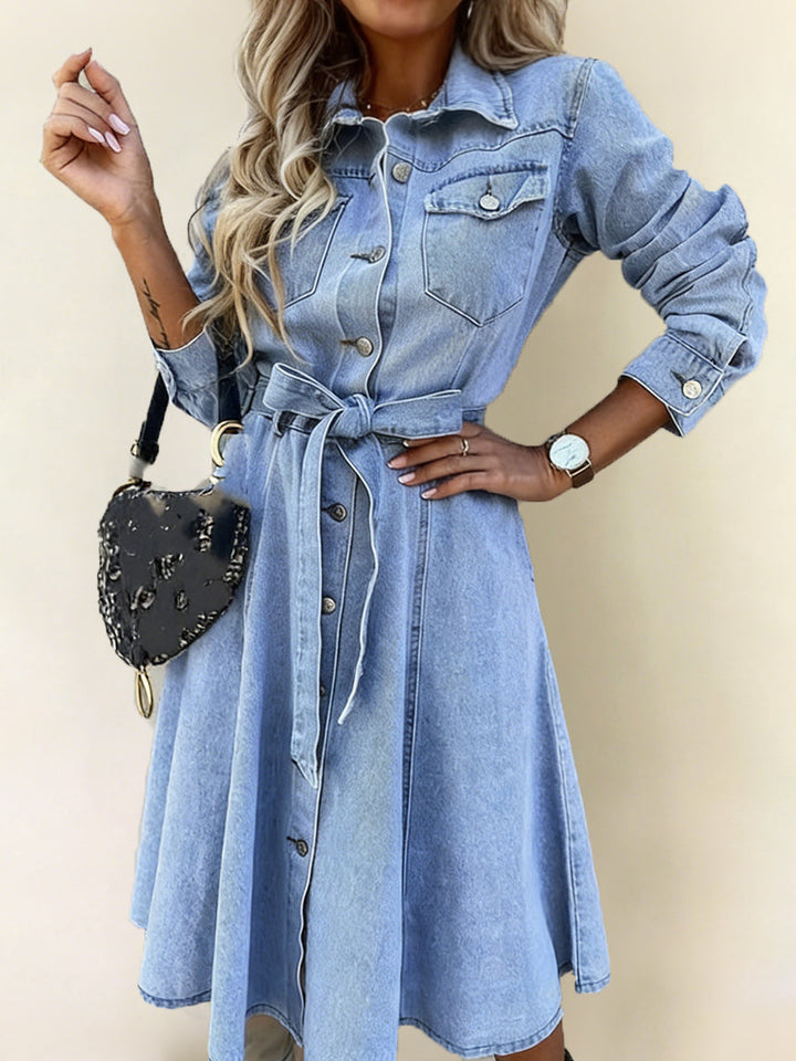 Luna | Long Sleeve Denim Dress | Brand