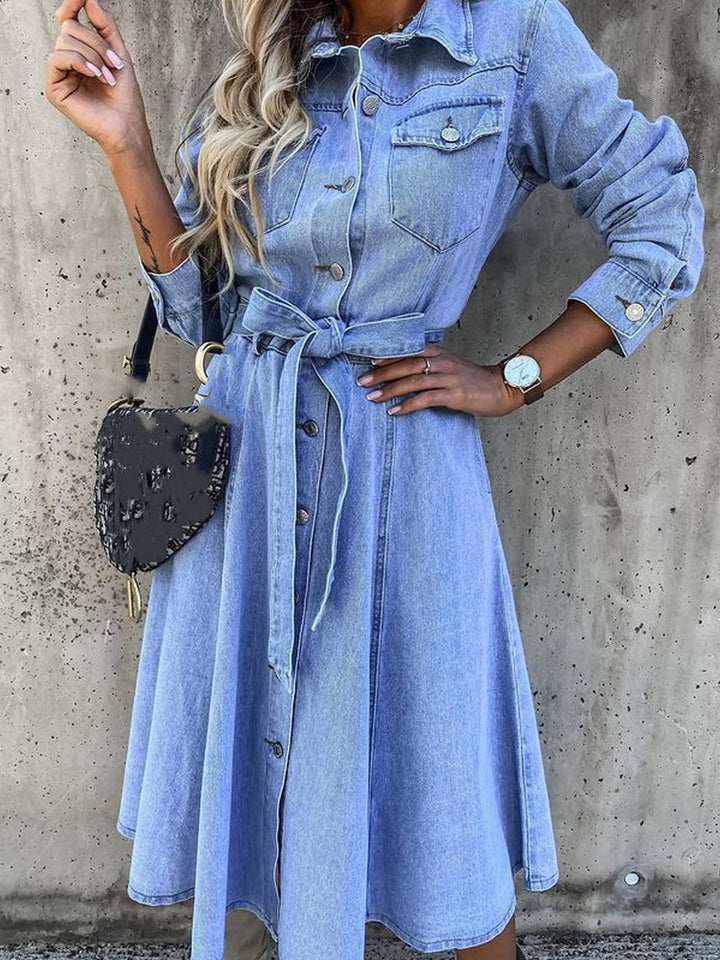 Luna | Long Sleeve Denim Dress | Brand
