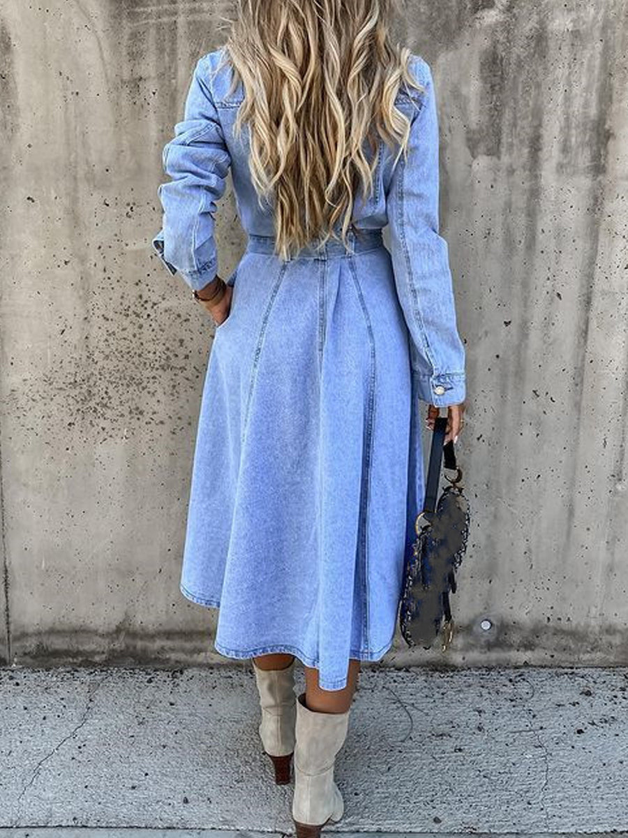 Luna | Long Sleeve Denim Dress | Brand
