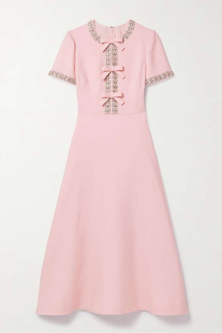 Robe midi Zoe avec nœud et ornements en cristal | Craft